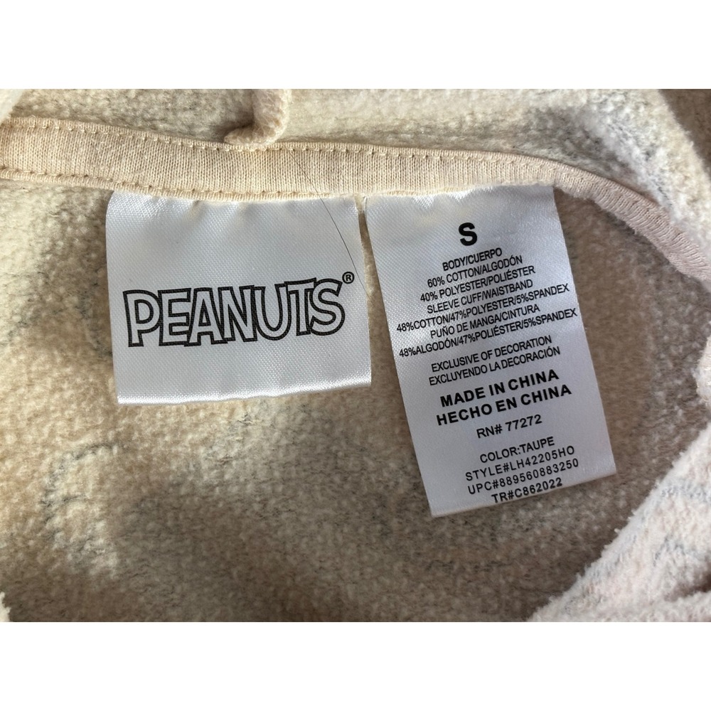 Peanuts Snoopy Woodstock Joe Cool All Over Print Hoodie Taupe Small LH42205HO - Picture 8 of 8